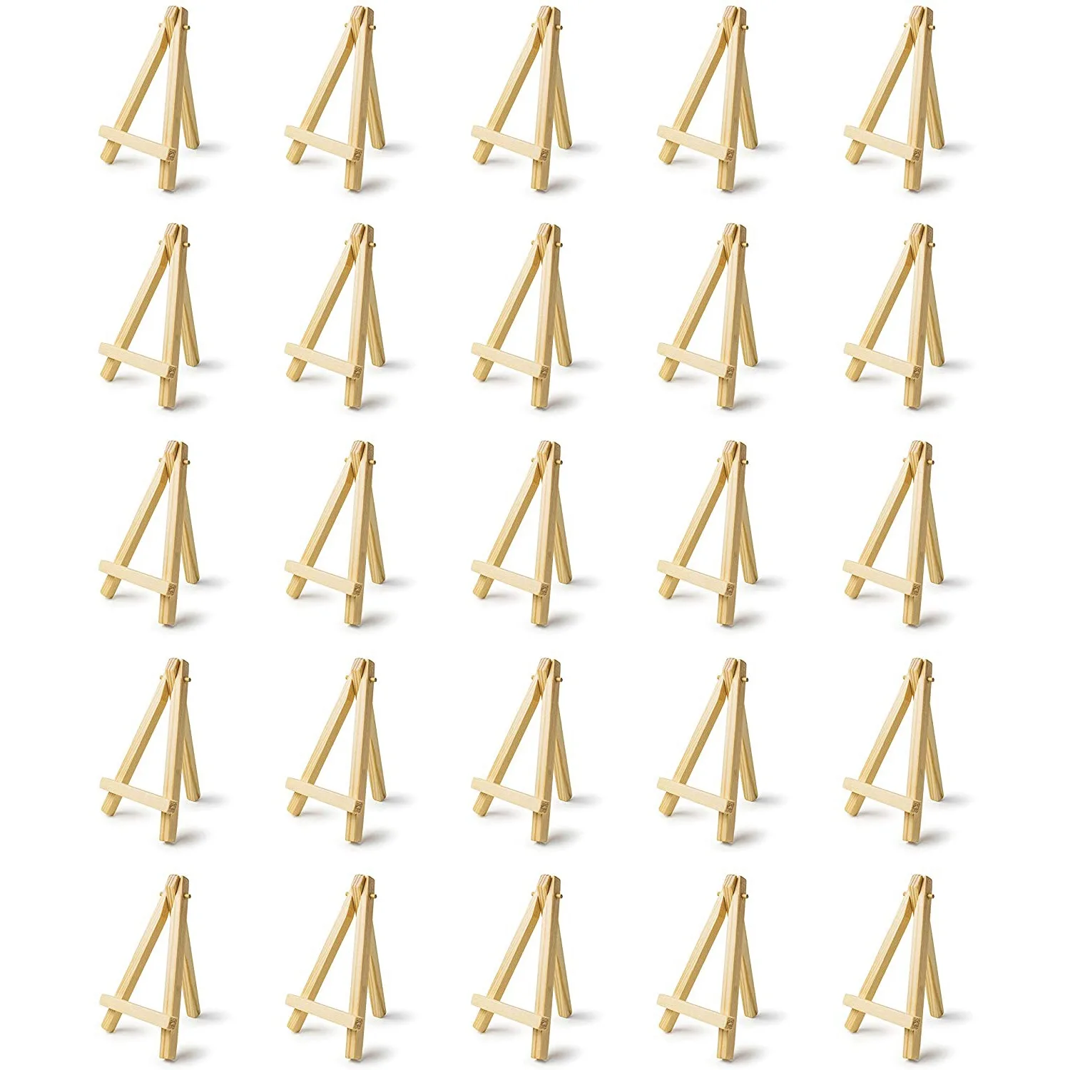 T71C 미니 5인치 나무 이젤 25개. 명함, 디스플레이 사진, 작은 캔버스, 교실 DIY 예술 및 공예