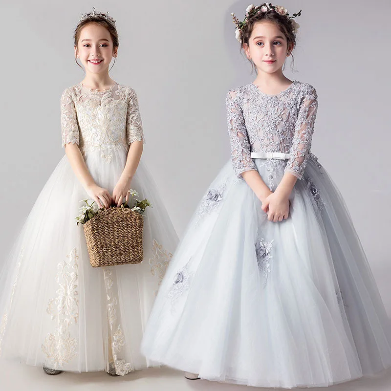 

Summer children's dress, birthday princess dress, flower girl, fluffy veil, host's runway show, piano performance costume