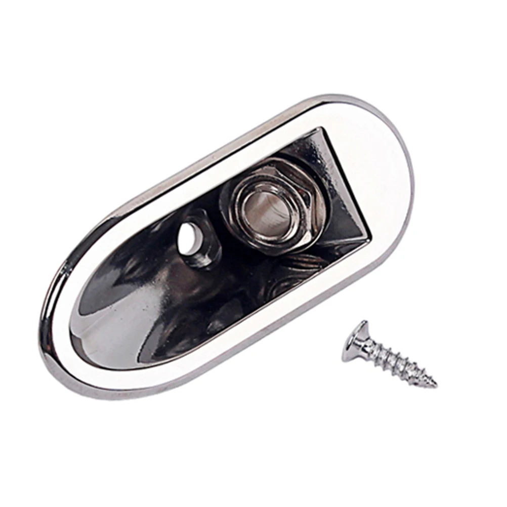 

1/4 Inch Guitar Output Jack Boat Style Jack Plate For Electric Guitar Bass Silver Durable Replacement Instrument Part