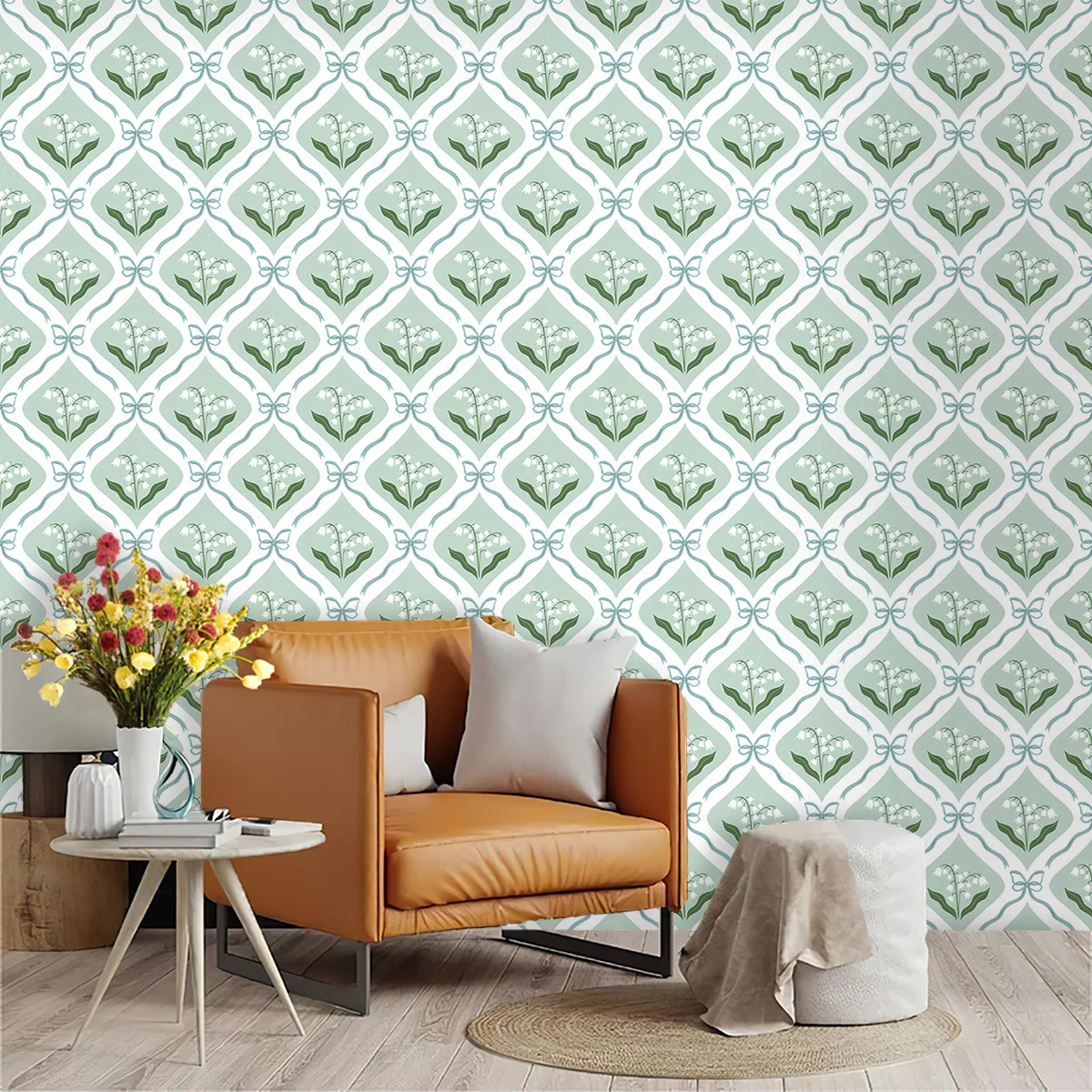 Peel and Stick Wallpaper Removable Trellis Floral Wall Paper Waterproof Self Adhesive Contact Paper for Bedroom Living Room