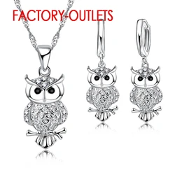 Real 925 Sterling Silver Cute Design Animal Shape Pendant Necklace Earrings Sets CZ Cubic Zirconia Female Party Anniversary