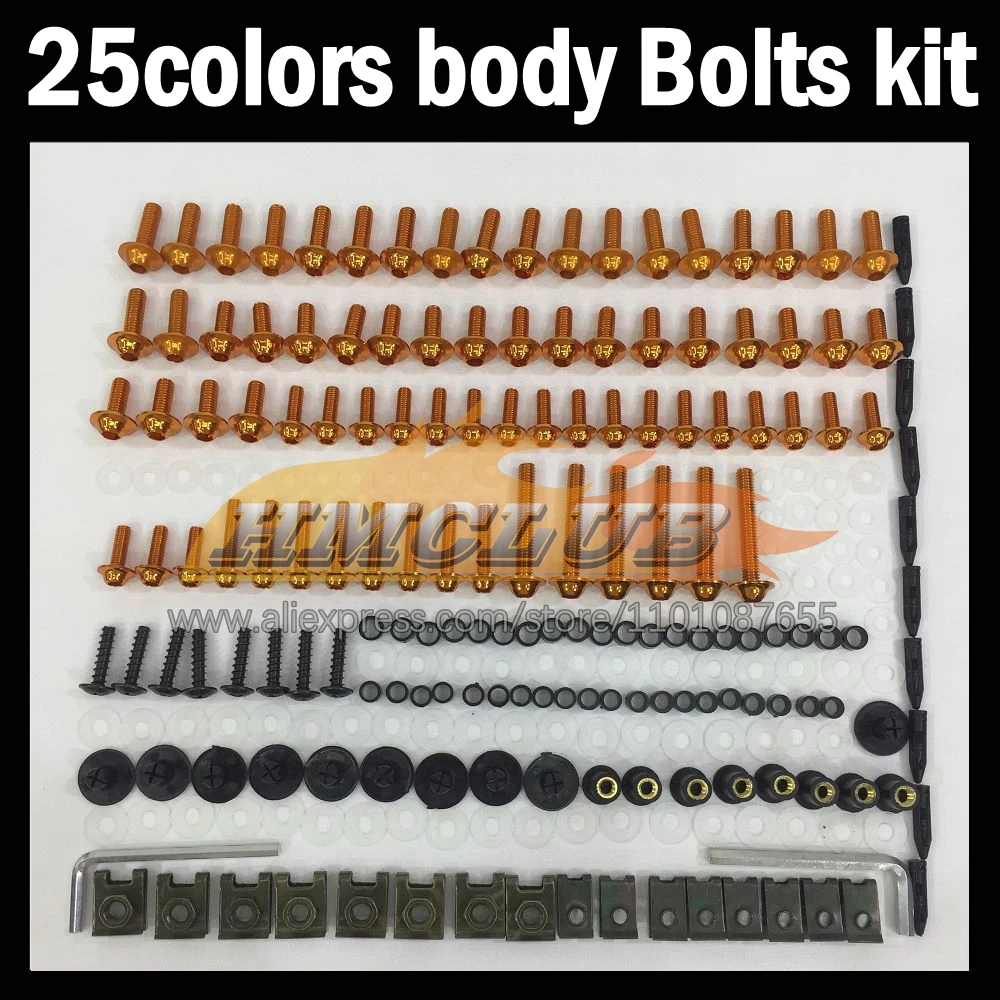 268ps Full Screws Kit Body bolt For YAMAHA YZFR6 YZF-R6 YZF R6 98 99 00 01 02 1998 1999 2000 2001 2002 Fairing bolts screw NutS