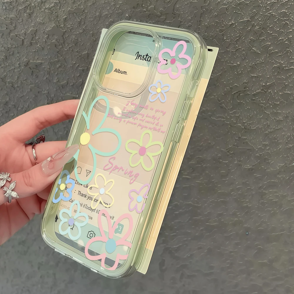 Frühlingshaftes, farbenfrohes Blumenmuster, durchsichtige Handyhülle für Galaxy A57 A37 A55 A54 A36 A35 5G S25 S24 S23 S22 Plus S26 Ultra FE 5G Cover – Detail 4
