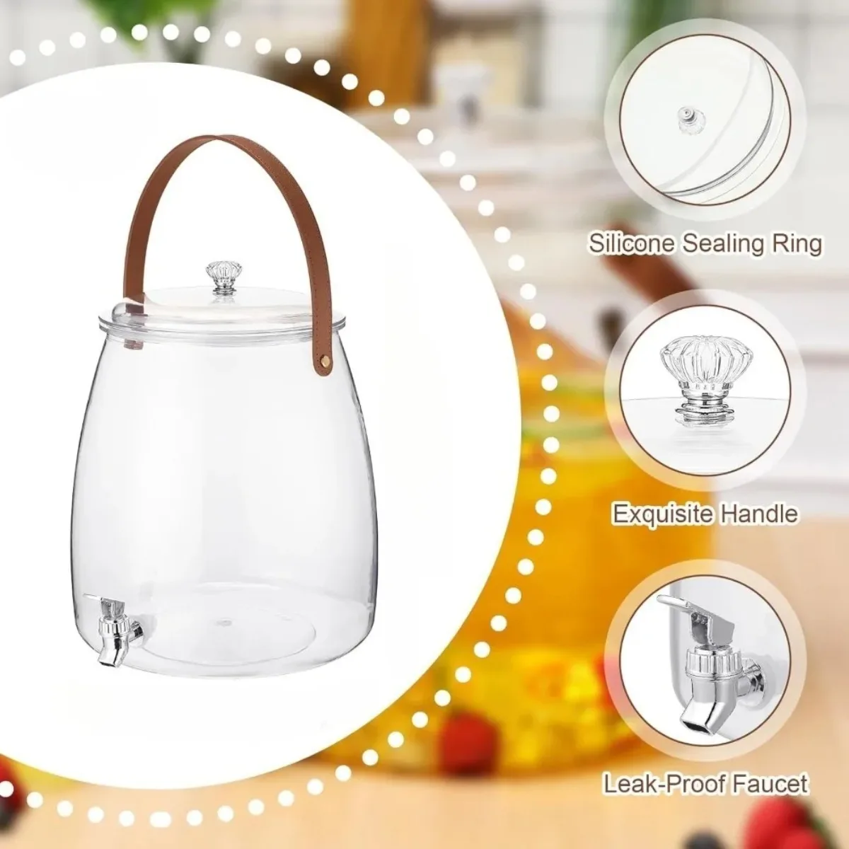 Large Capacity Plastic Cold Water Dispenser 5 15L Jug with ABS Faucet Leak Proof Lid for Family Gatherings Party Home Kitchen