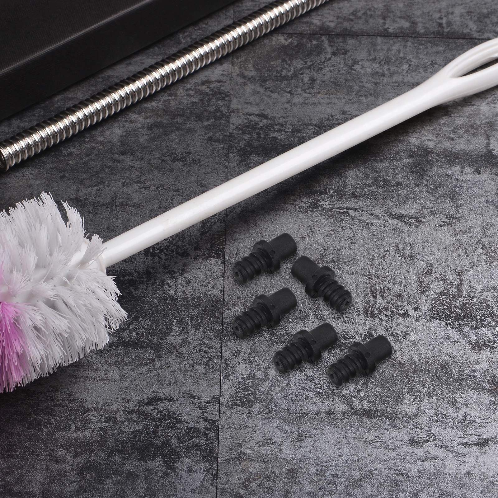 

10pcs Toilet Brush Connector 16mm Spiral Lock Head Adapter Black PP Tube Repair Kit Threaded Tip Pole Attachments Toilet Brush