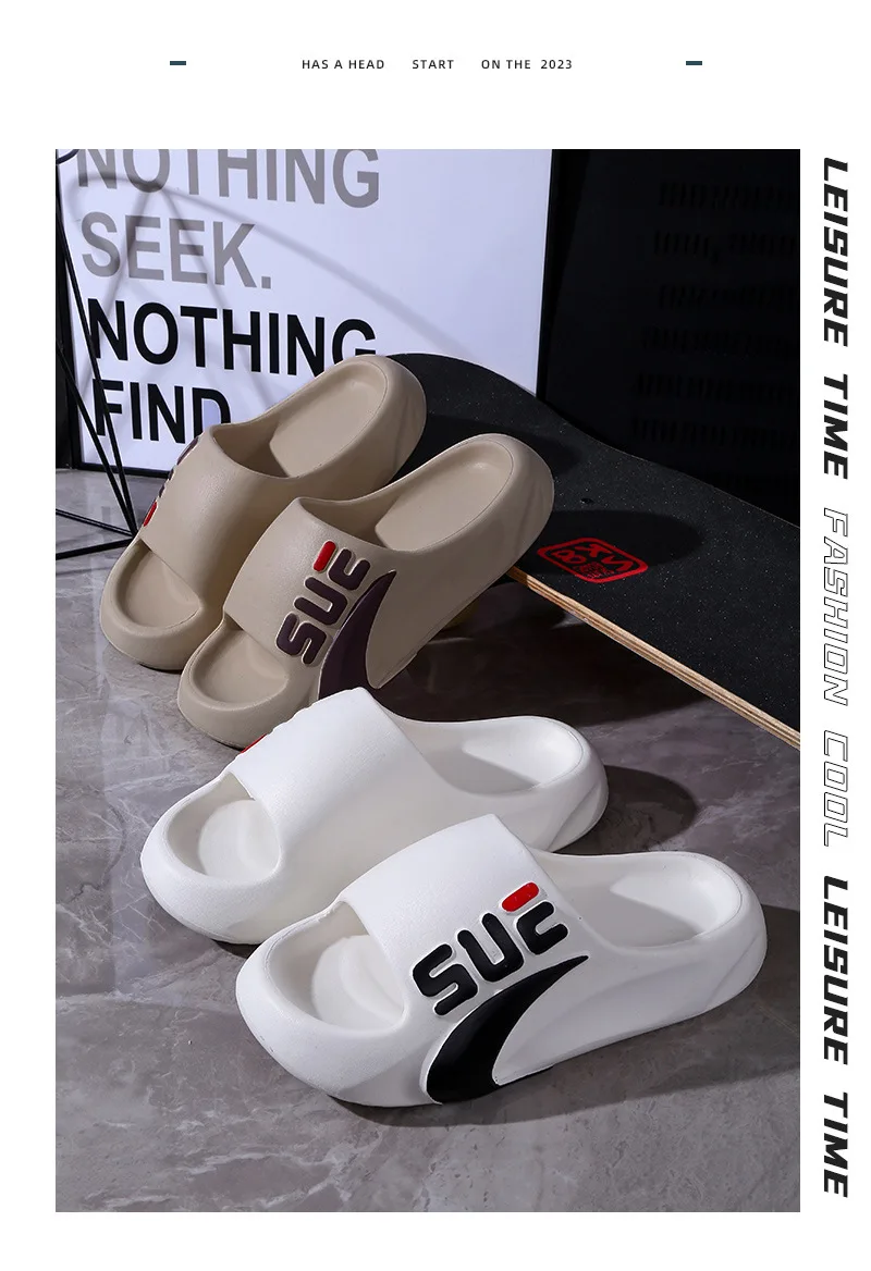 Sommer-Slipper für Herren – Neue rutschfeste Hausschuhe mit dicken Sohlen für Innen- und Außenbekleidung, Zuhause, Badezimmer und Sport – Detail 3