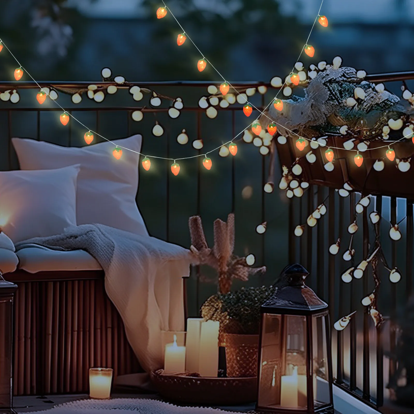 

Светодиодная гирлянда в форме клубники, 10 метров, 20 лампочек, милый ночник для декора комнаты, окна, сада, сказочные огни для помещений