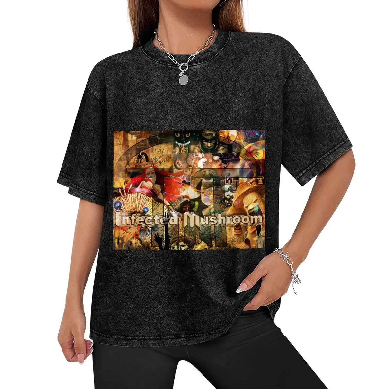 Infected Mushroom Collage T-Shirt summer tops sweat plain black t shirts men