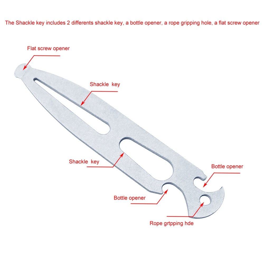 Stainless Steel 316 Boat Deck Key Shackle Key Multi-Tool Screw Driver Emergency Toolkit Marine RV Accessories