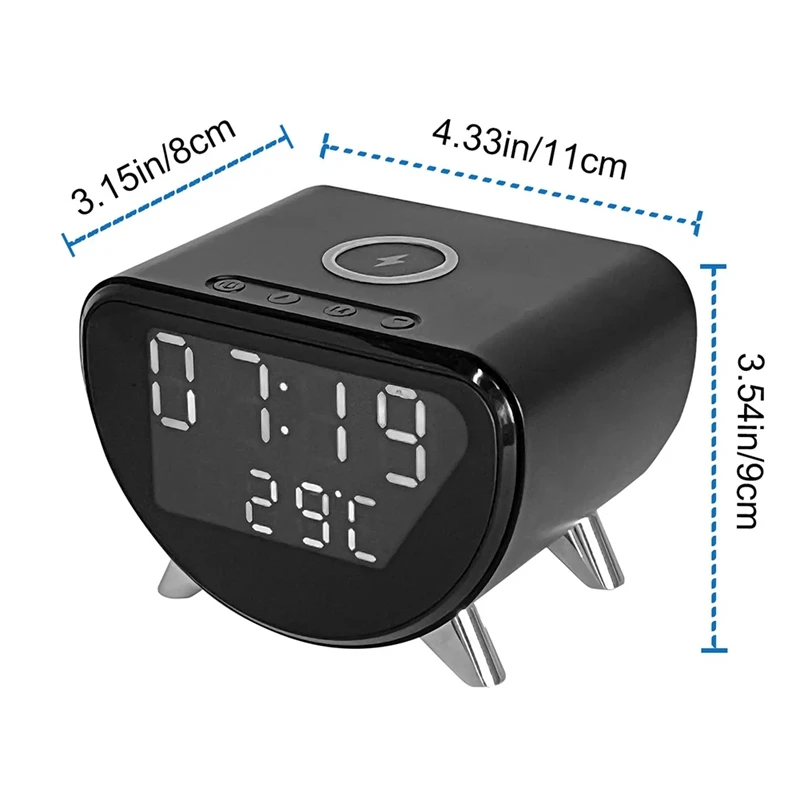 Multifunctional Alarm Clock Temperature Clock Wireless Charger LED Mobile Phone Three In One Wireless Charger