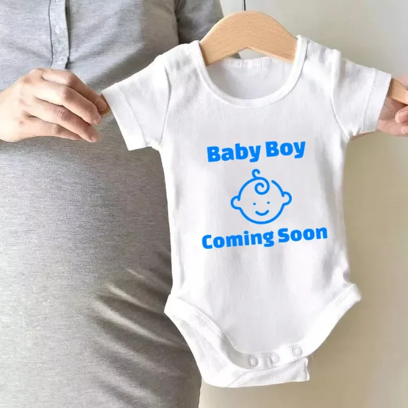 New Cute Baby Girl Boy Coming Soon Baby Bodysuits and One-pieces Baby Gender Reveal Romper