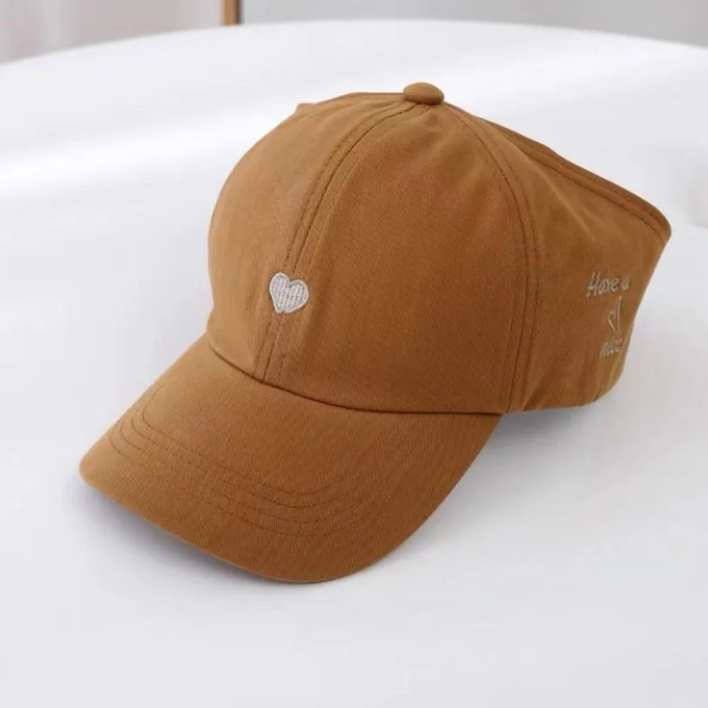 Embroidery Love Heart Baseball Cap​​ Empty Tail Design​​ UV Protection​​ ​​Children Sun Hat​​ Adjustable Strap​​