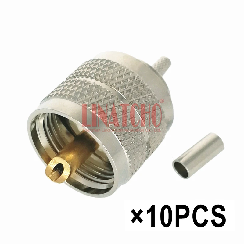 10PCS RF Coaxial RG316 RG174 LMR100 Jumper Wire Cable Crimp UHF Male PL259 Plug Connector
