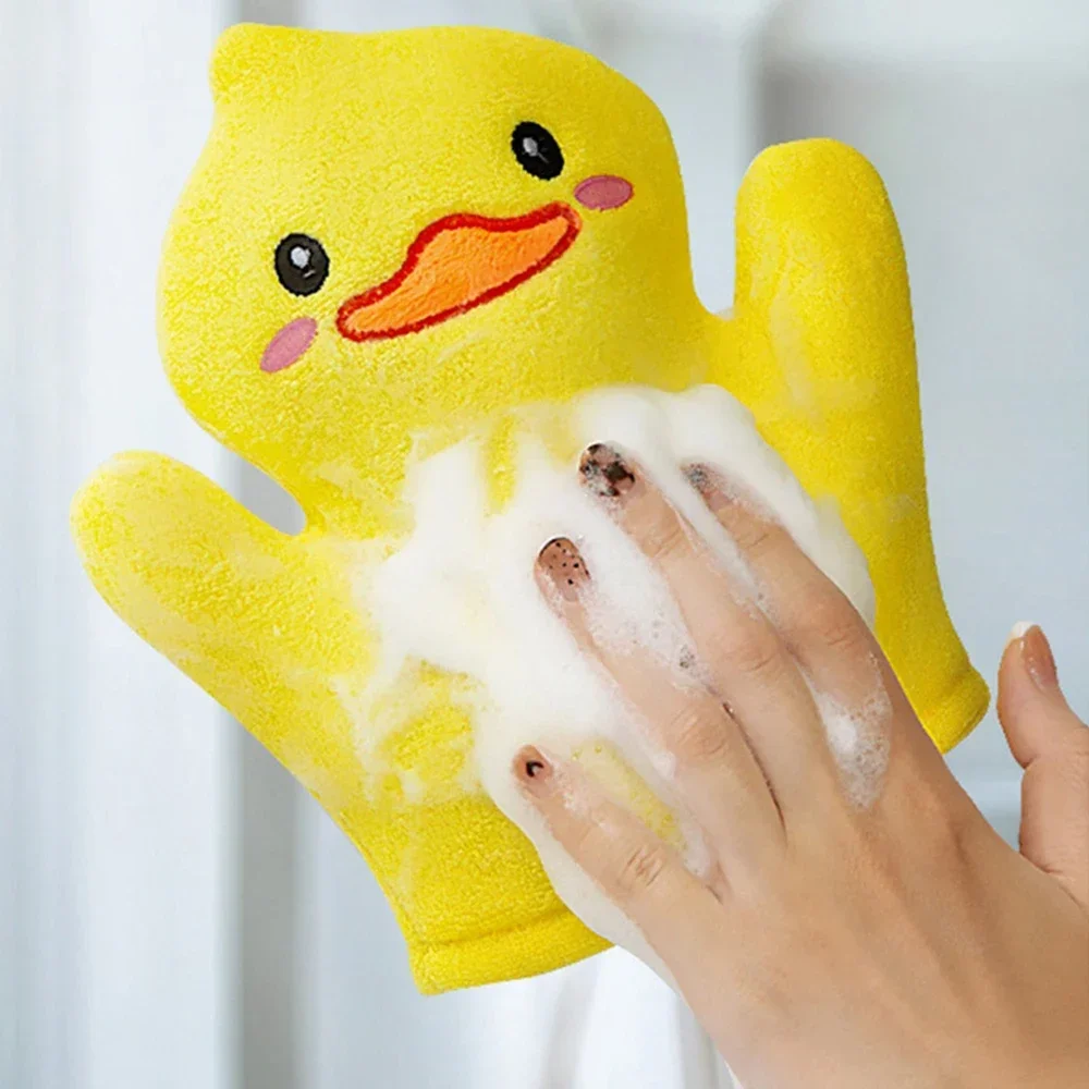 1PC Cartoon Super Soft Cotton Baby Bath Shower Brush Glove Cute Animal Frog/Dog/Duck Pattern Children Sponge Rubbing Towel Ball