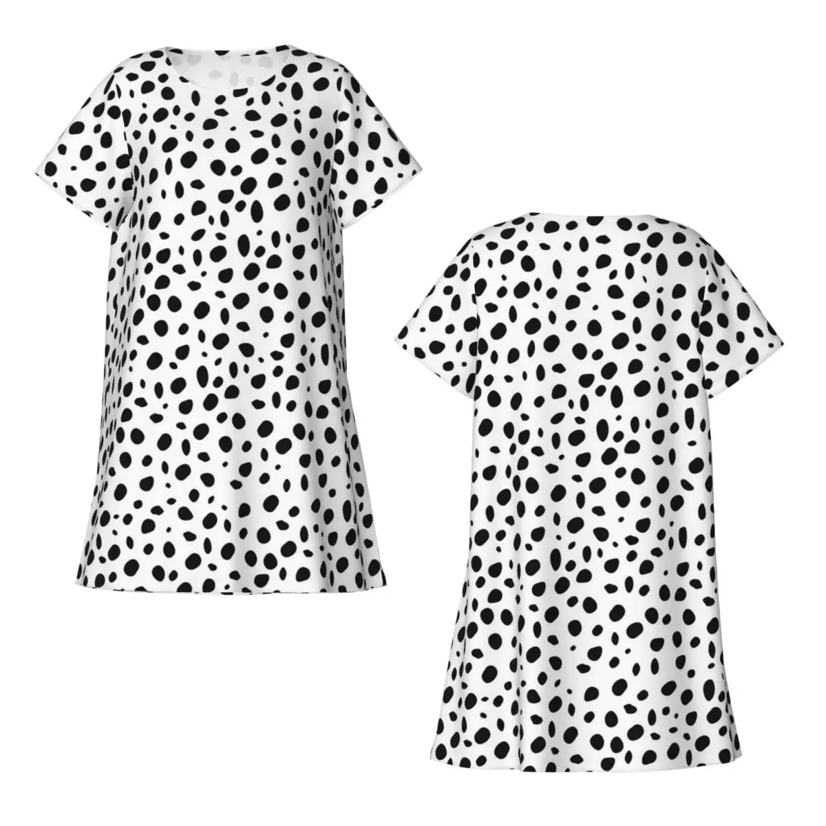 Custom Small Dalmatian Print Short Sleeves Nightdress For Sleeping Sleepshirts Women Short Sleeve Nightgowns Loose Pajama Dress