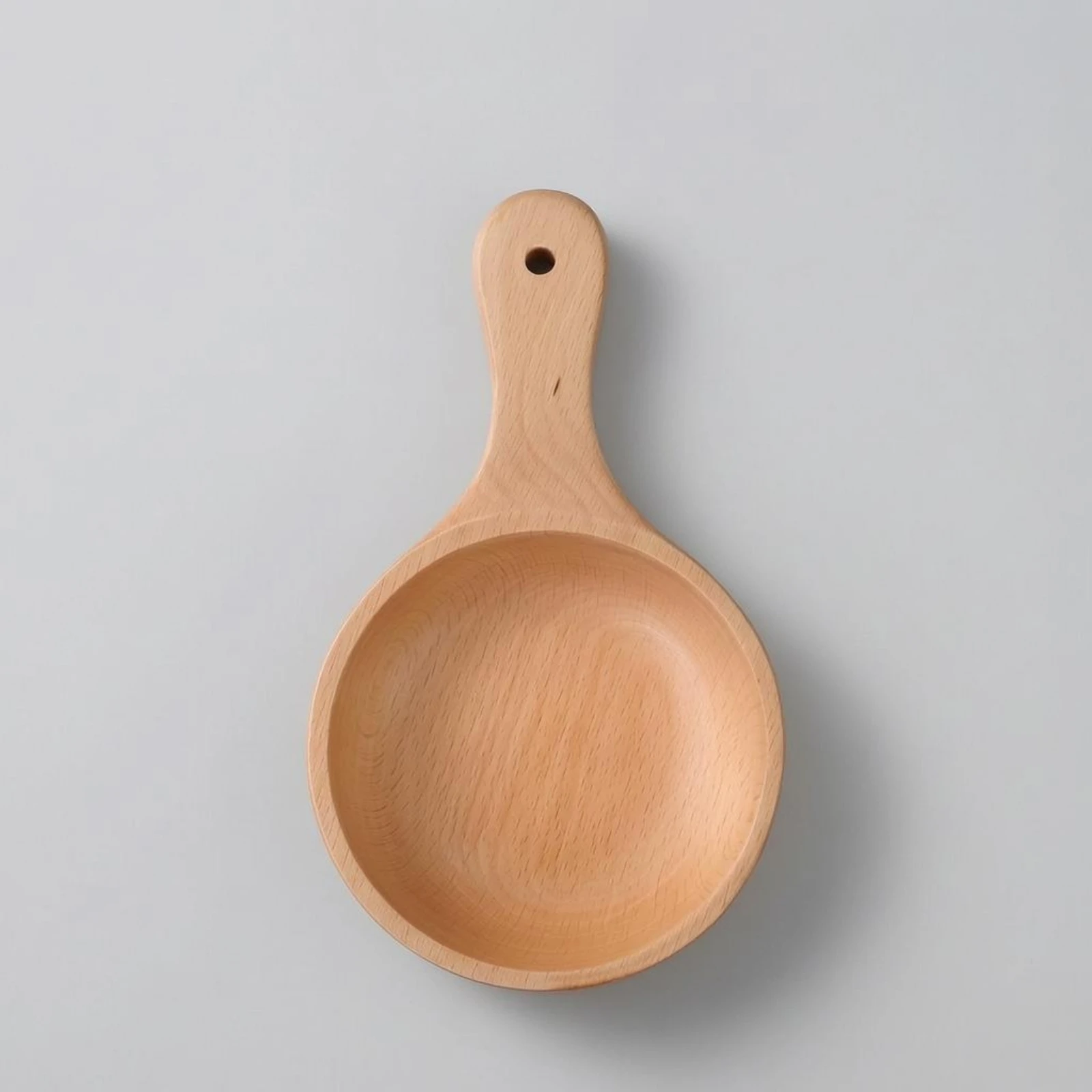 Japanese-Style Bowl Integrated Handle Deep Wooden Bowl Rustic Style Hanging Hole Serving Dish Handmade for Salads