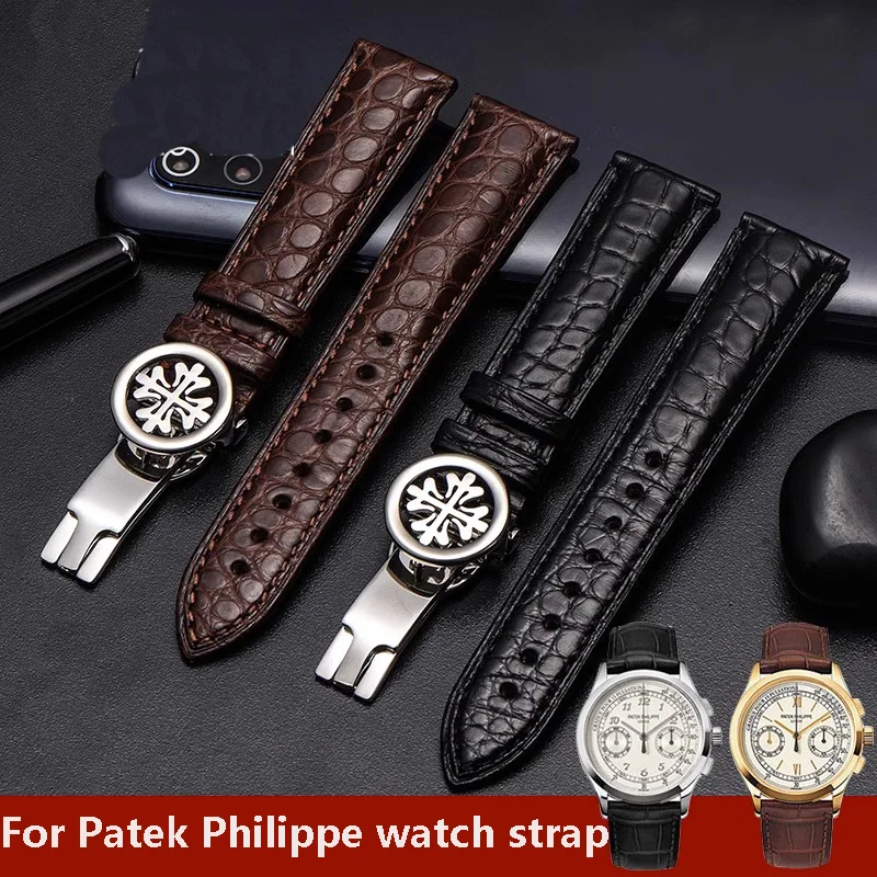 

Circular Crocodile Skin Watch Strap for Patek Philippe Grenade 5167Ax Watchband Butterfly Buckle Men and Women Bracelet 19mm