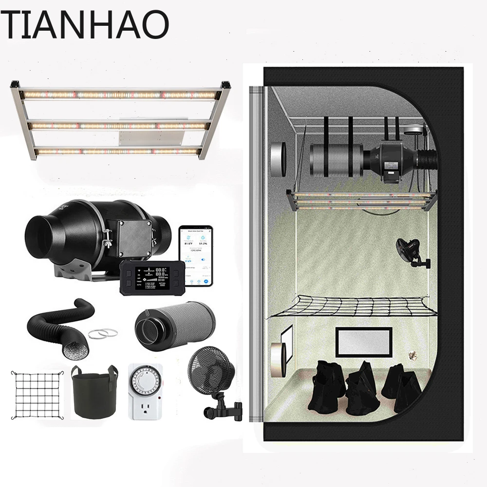 . 120x60x180 سنتيمتر Growzelt مجموعة كاملة 300 واط سامسونج LM301H EVO LED مصباح النبات الدفيئة تزايد خيمة عدة مع مروحة ذكية
