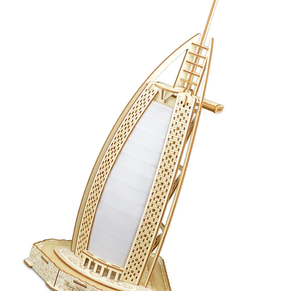 3D Wooden Puzzle Burj Hotel Design Interactive Learning Game for Kids Improve Problem Solving Ability Perfect Desk