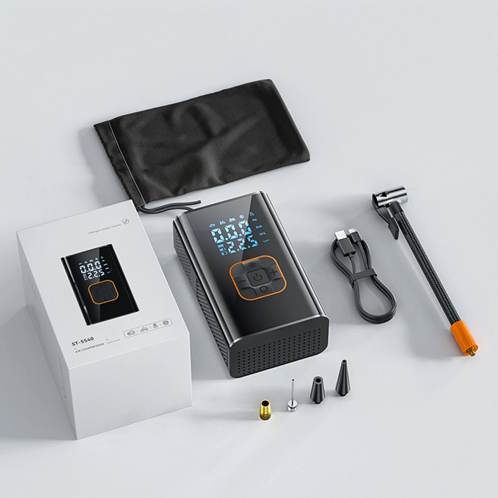 

Портативный воздушный компрессор с цифровым манометром, электрический насос для шин с перезаряжаемой батареей для автомобилей, мотоциклов, велосипедов, мячей