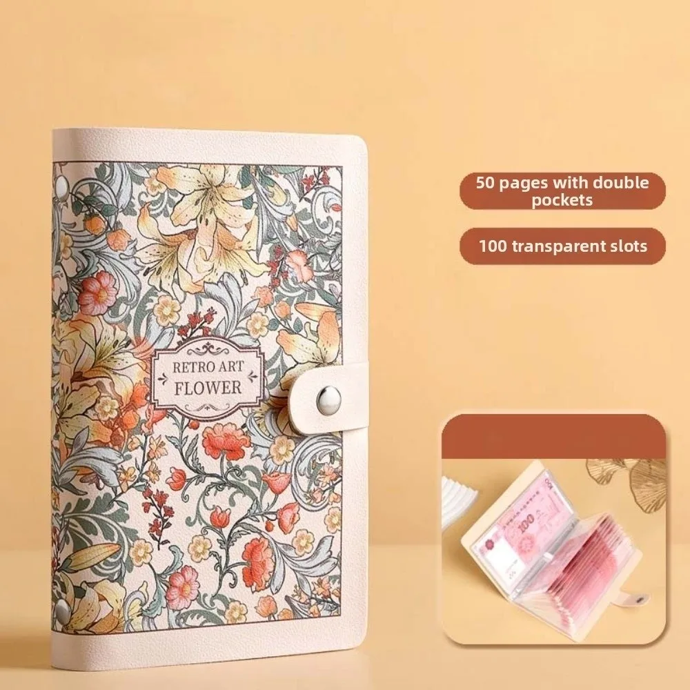 A6 Button Notebook for Money Flower Printed Anti-splash Water Cash Budget Ledger Time Organizer Academic Weekly Agenda