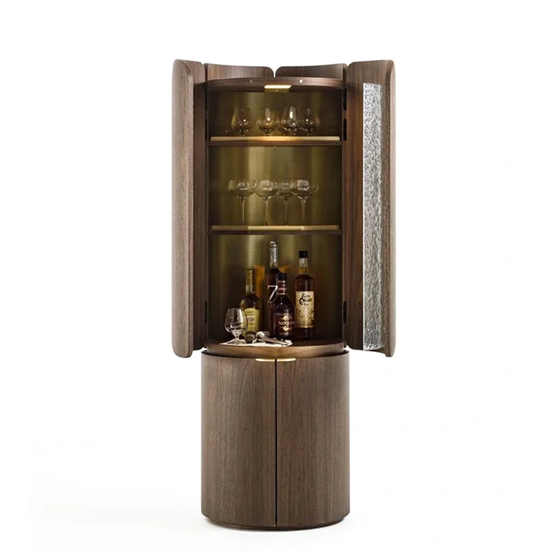 

Italian light luxury solid wood round wine cabinet artistic sense