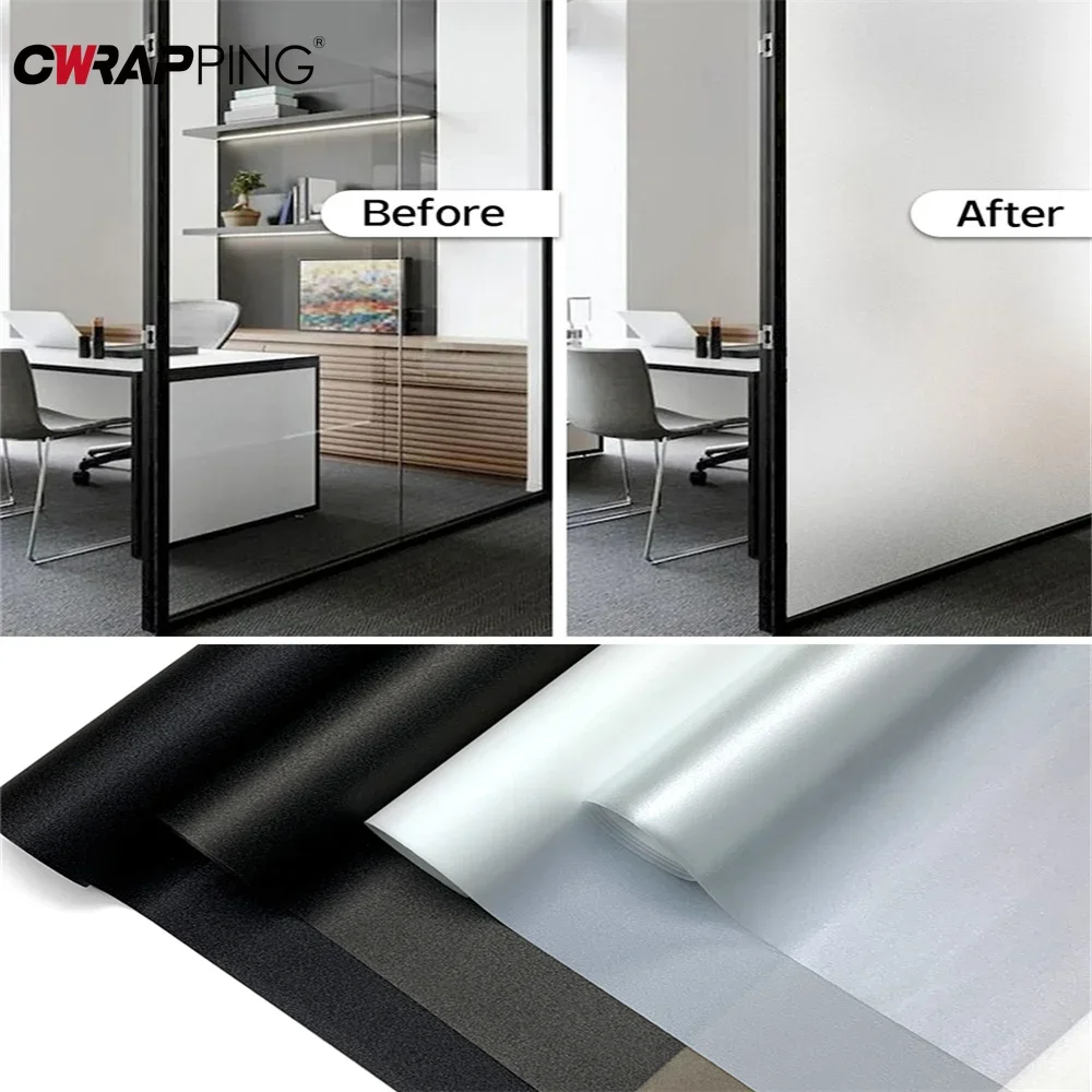 Window Protection Waterproof Sticker Privacy Matte Self-adhesive Membrane Suitable for Office Bathroom Glass Doors and Windows