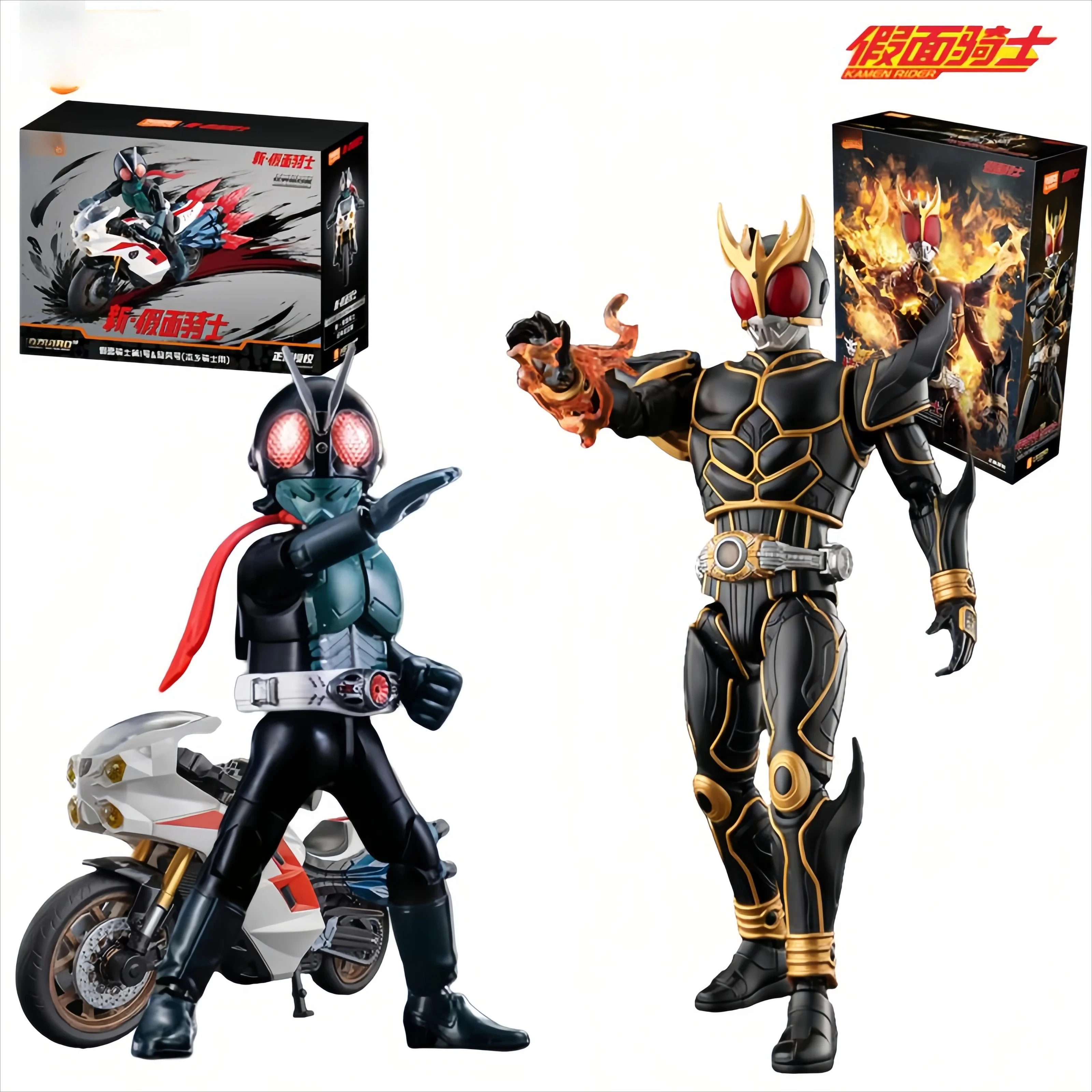 Bloks Masked Rider Action Figure e kit de modelo de motocicleta - Kuuga & Shin Kamen Rider Classic Collection Edition, presente colecionável