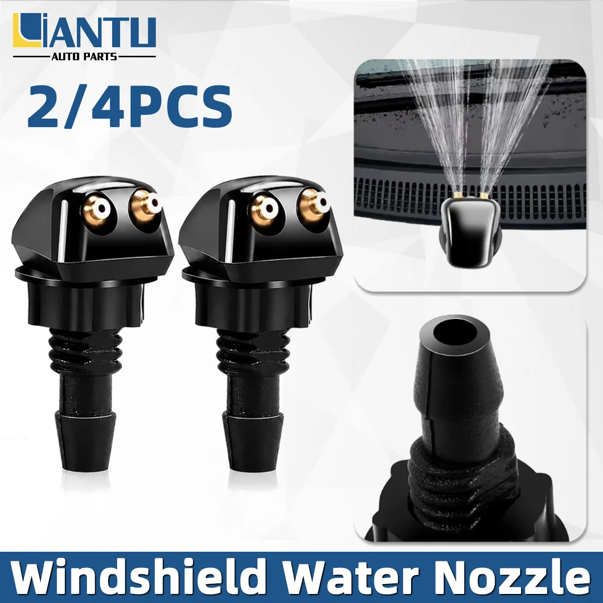 2/4pcs Car Windshield Wiper Cleaning Spray Nozzle Water Spray Uniform Spray Coverage Wide Installation Simple And Durable