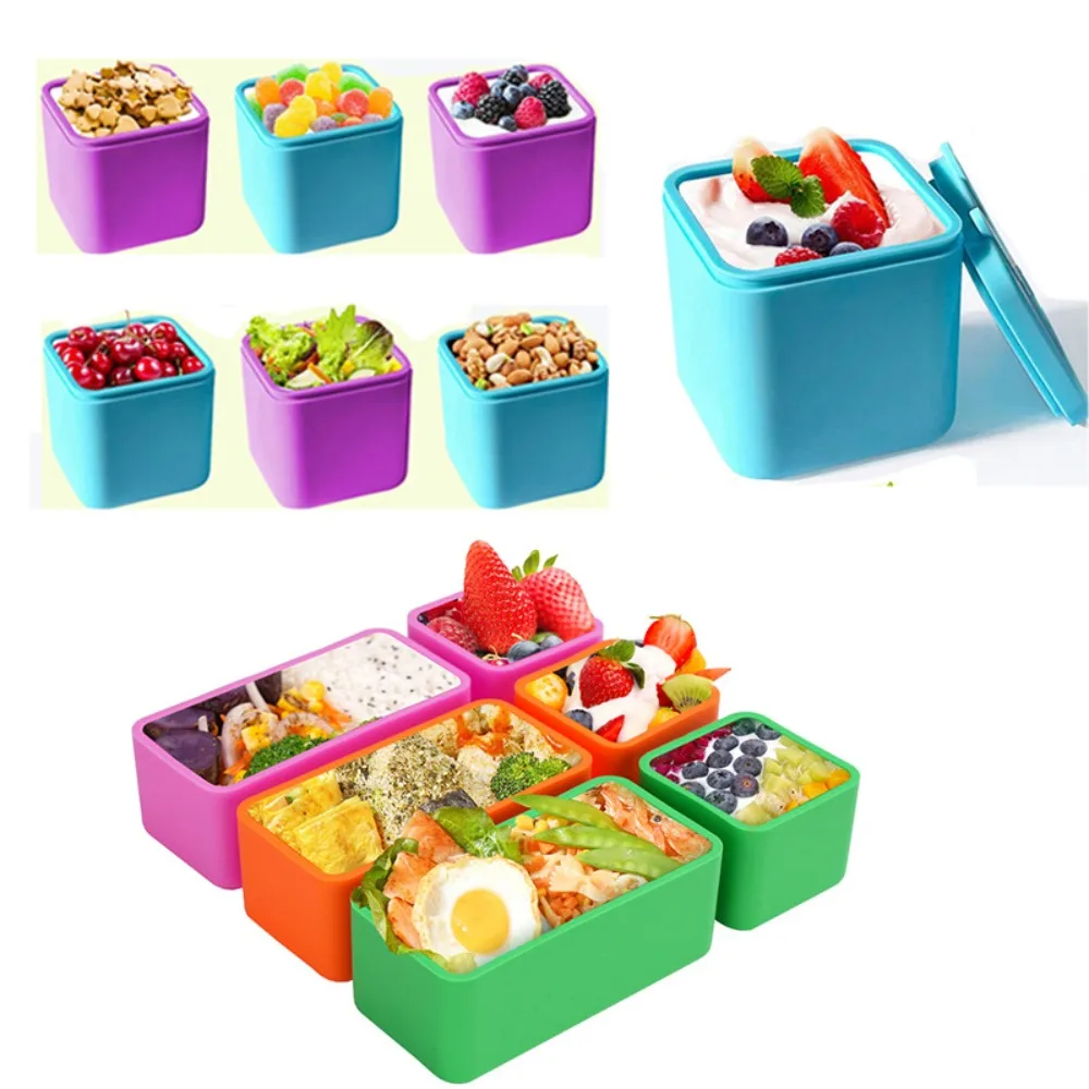 Silicone Sauce Dip Containers Blue/Pink/Purple/Orange Leakproof Salad Dressing Container Food Storage Container School