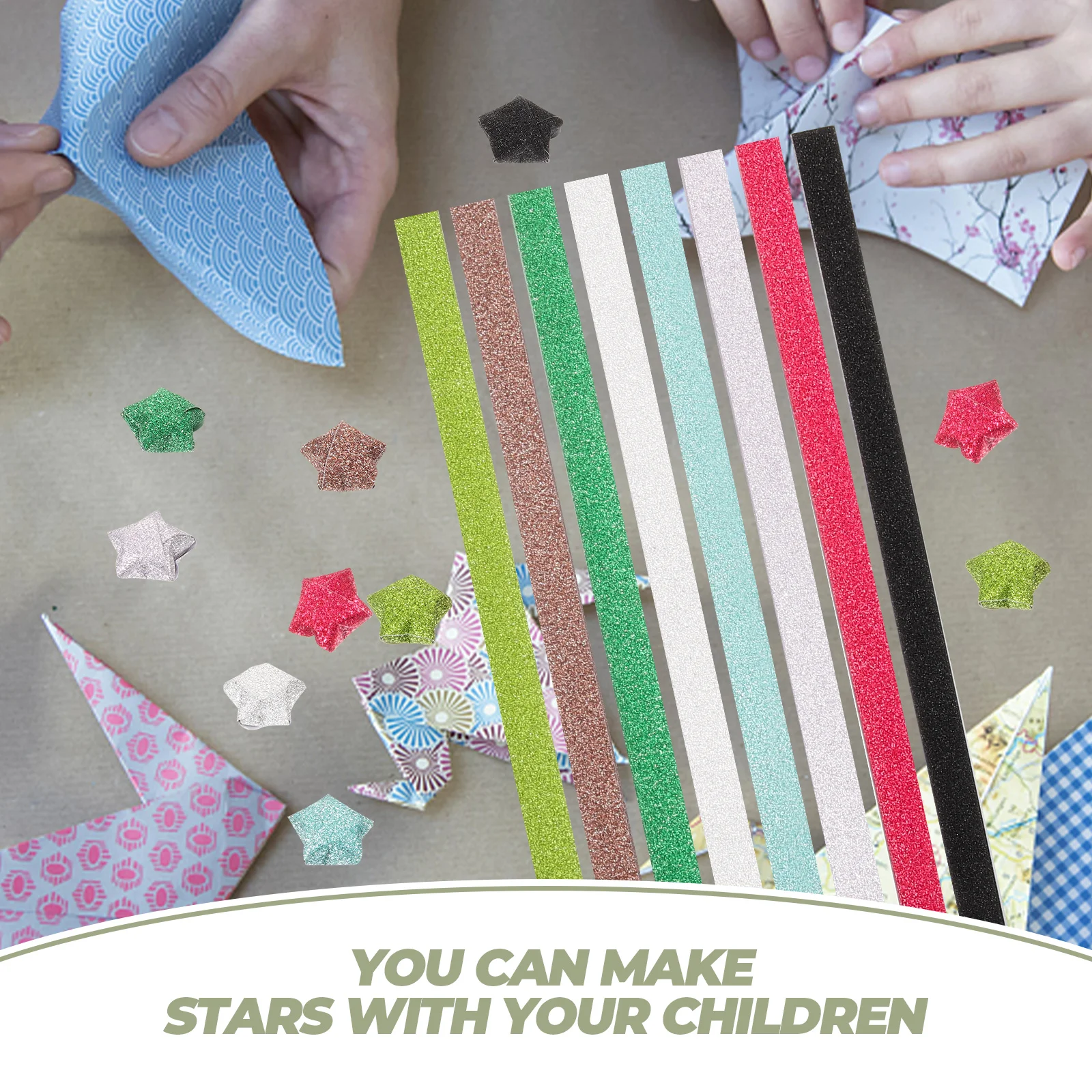 320PCS Premium Soft Edge Rainbow Star Craft Paper igami Stars Handmade Decorative Paper Multi Color Star Folding