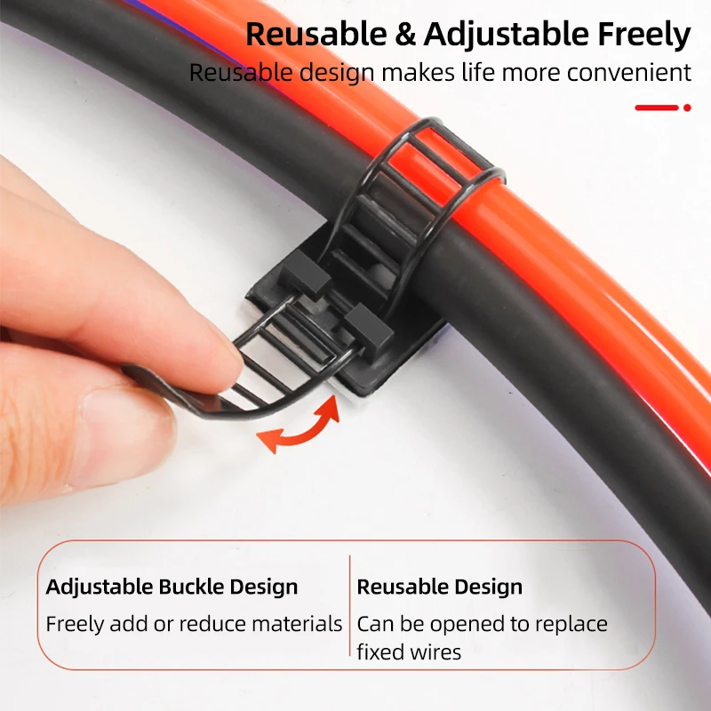 

100 шт., держатель для галстука на молнии «сделай сам», органайзер для проводов с регулируемым отверстием, самоклеящаяся застежка-зажим, устройство для прокладки сетевого кабеля