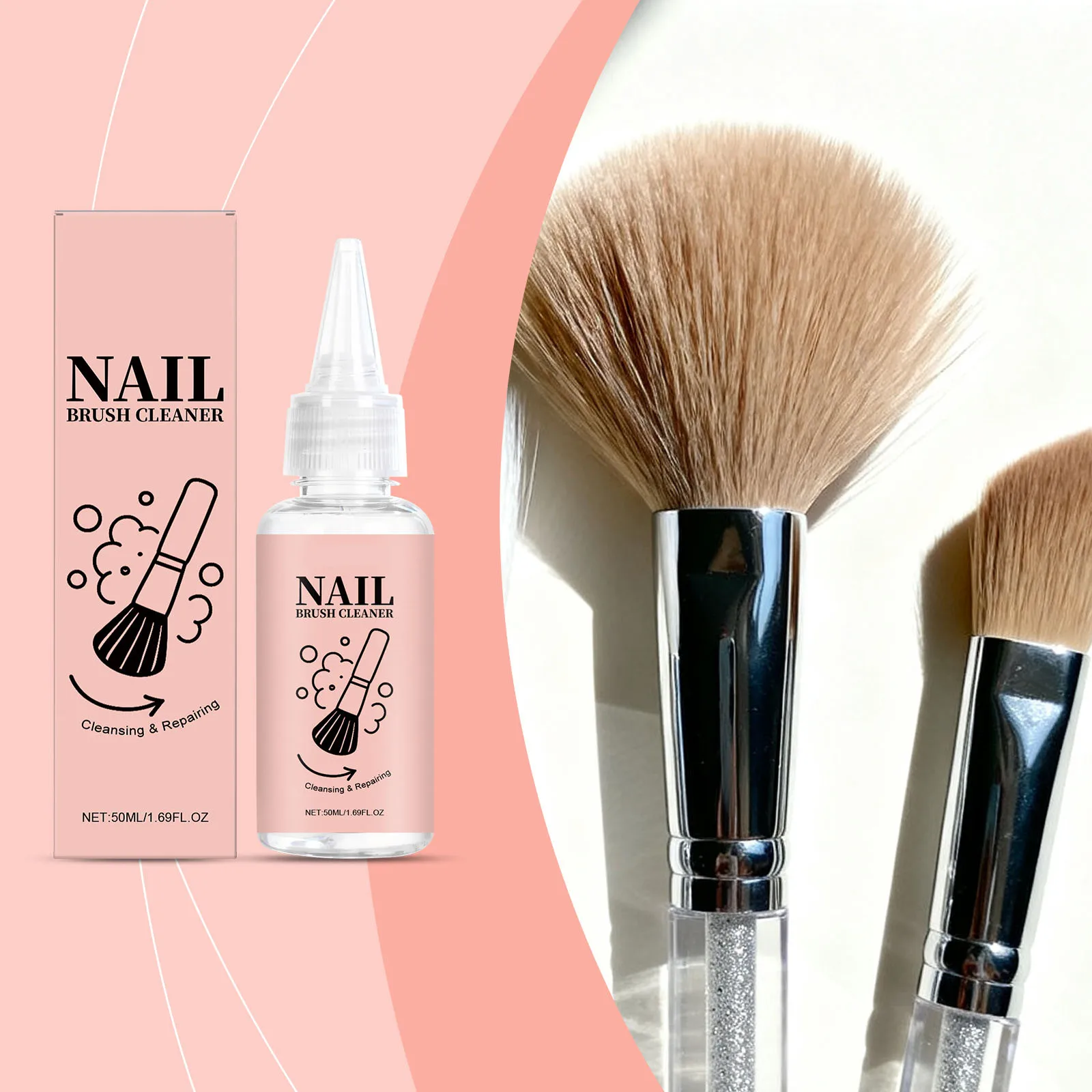 50ml メイクブラシクリーナーソリューション メイクブラシシャンプー パフクリーニングソリューション リムーバー 毎日のメイクツールケア製品