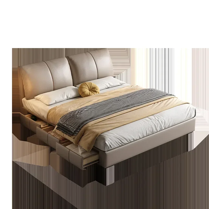 Simple Bedroom Storage Bed Drawer Children's Electric Leather Bed