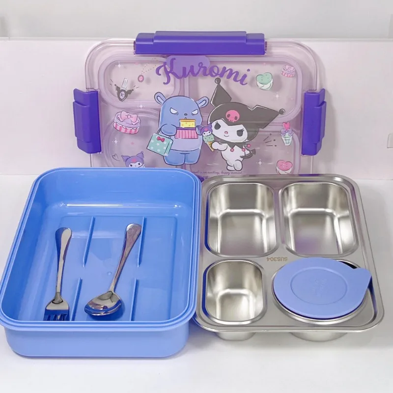 

Cute Sanrio Hello Kitty Kawaii Cinnamoroll Separate Lunch Boxes Plastic Kuromi Melody Bento Box Fruit Salad Box Child Tableware