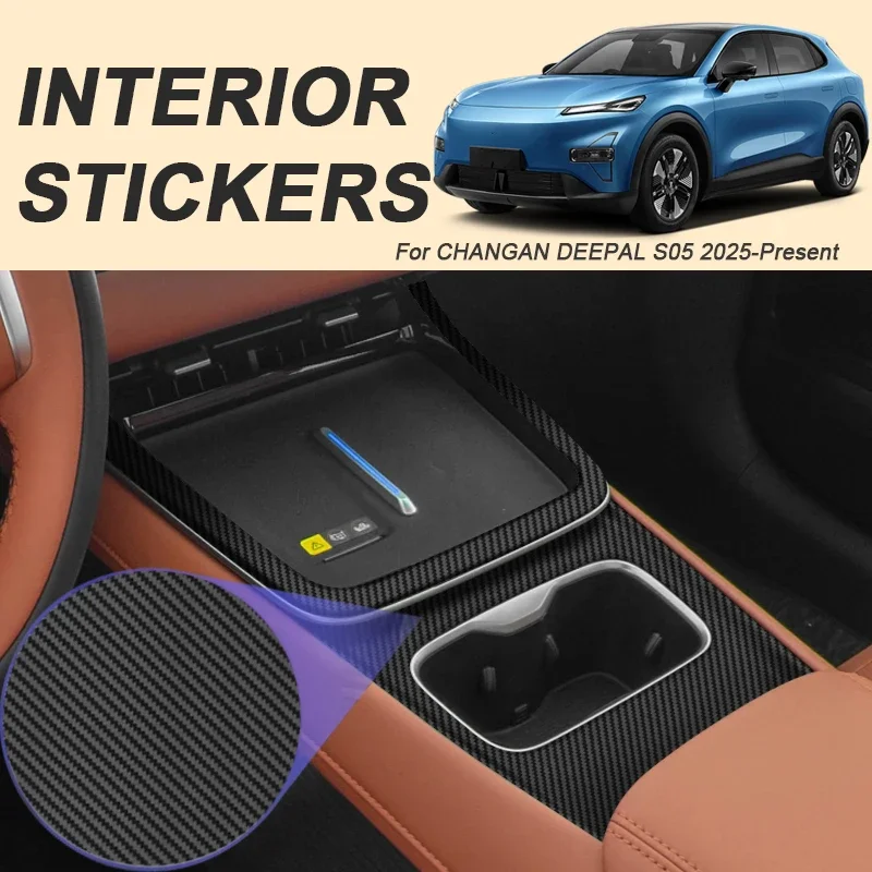 

Автомобильная карбоновая внутренняя наклейка, подъемная панель окна, наклейка, защитная пленка для двери шестерни, аксессуар для CHANGAN DEEPAL S05 2025-Present