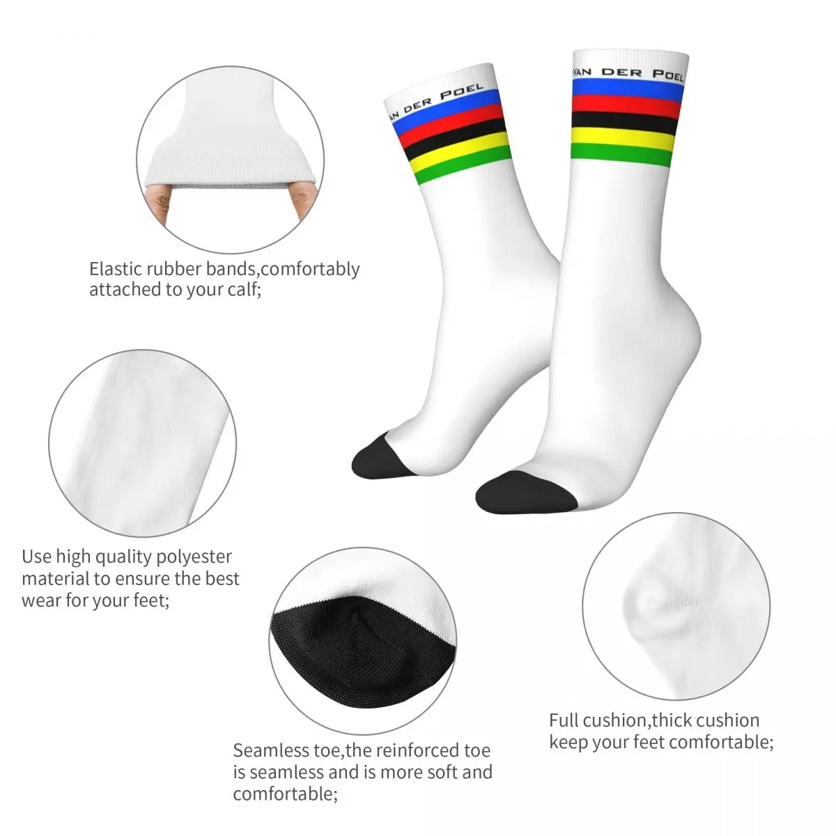 Funny Mathieu Van Der Poel Print Socks Merch All Seasons Dutch Cyclist Soft Long Socks Non-slip Best Gift Idea for Him Her