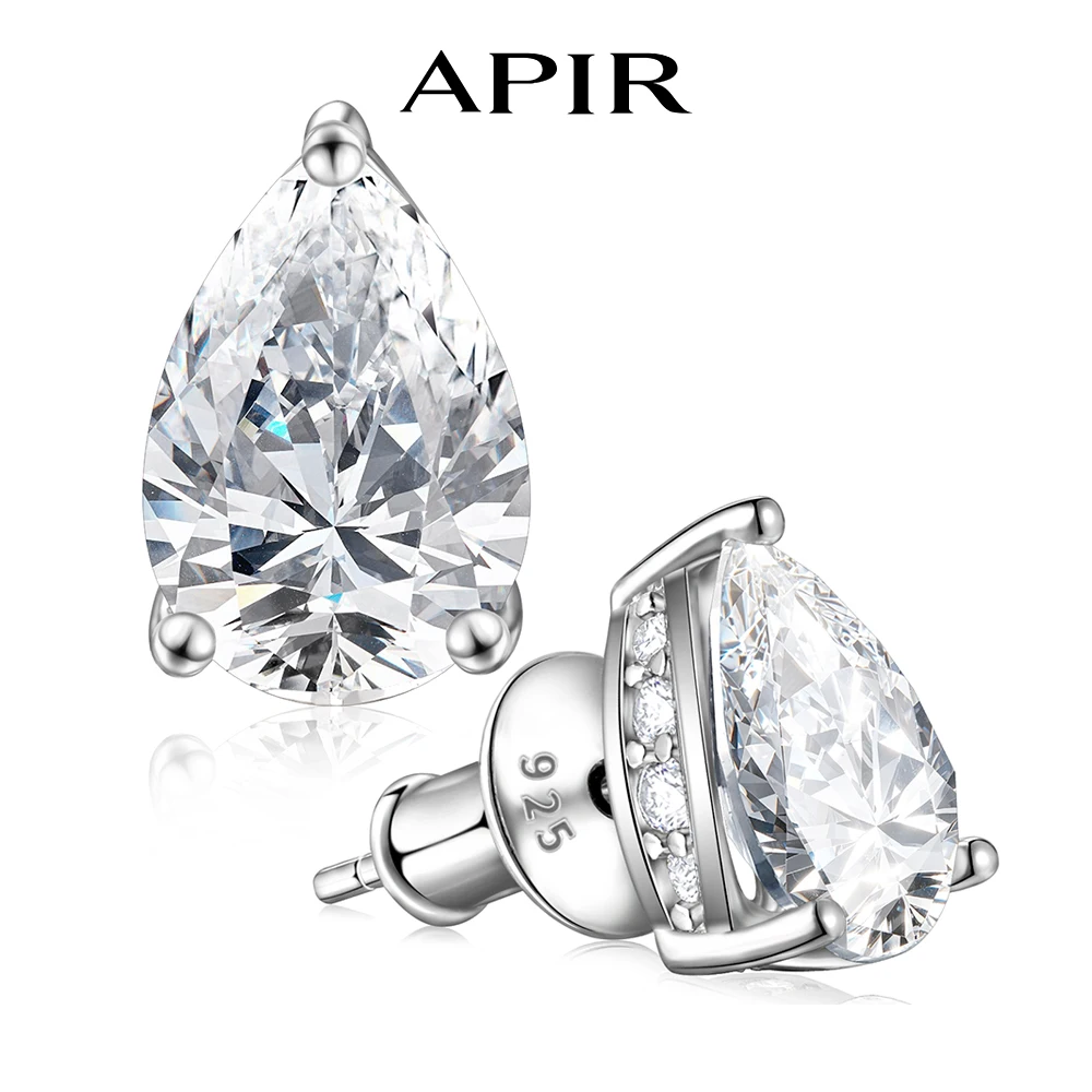 APIR 3 Carat Teardrop Moissanite Stud Earrings for Women Man S925 Sterling Silver Sparkling Diamond Earrings Fine Jewelry Gifts