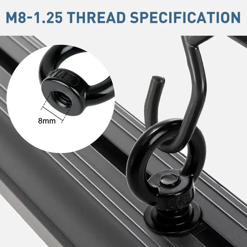 4 PCS Heavy Duty M8 T Track Tie Down Anchors Stainless Steel Eye Bolts for Van Roof Rack Cargo Securing