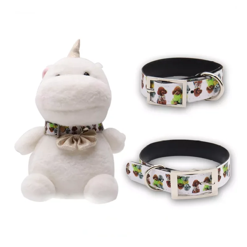 Luxury Sublimation Blank PU Leather Cat Dog Puppy Collar Wear-resistant Adjustable Necklace for Customized  Logo Printing