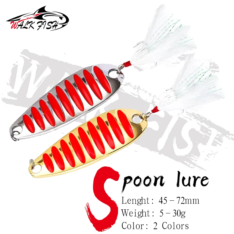 WALK FISH 5-20g 45-72mm Fishing Spoon Lure Wide-mouth Single-curve Surface 3rd Generate Red Spoon-shape Sequin Upturned Mouth
