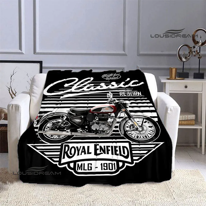 R-ROYAL ENFIELD motorcycle logo Printed Blanket Warm Blanket Flannel Soft Comfortable Blanket Home Travel Blanket Birthday Gift