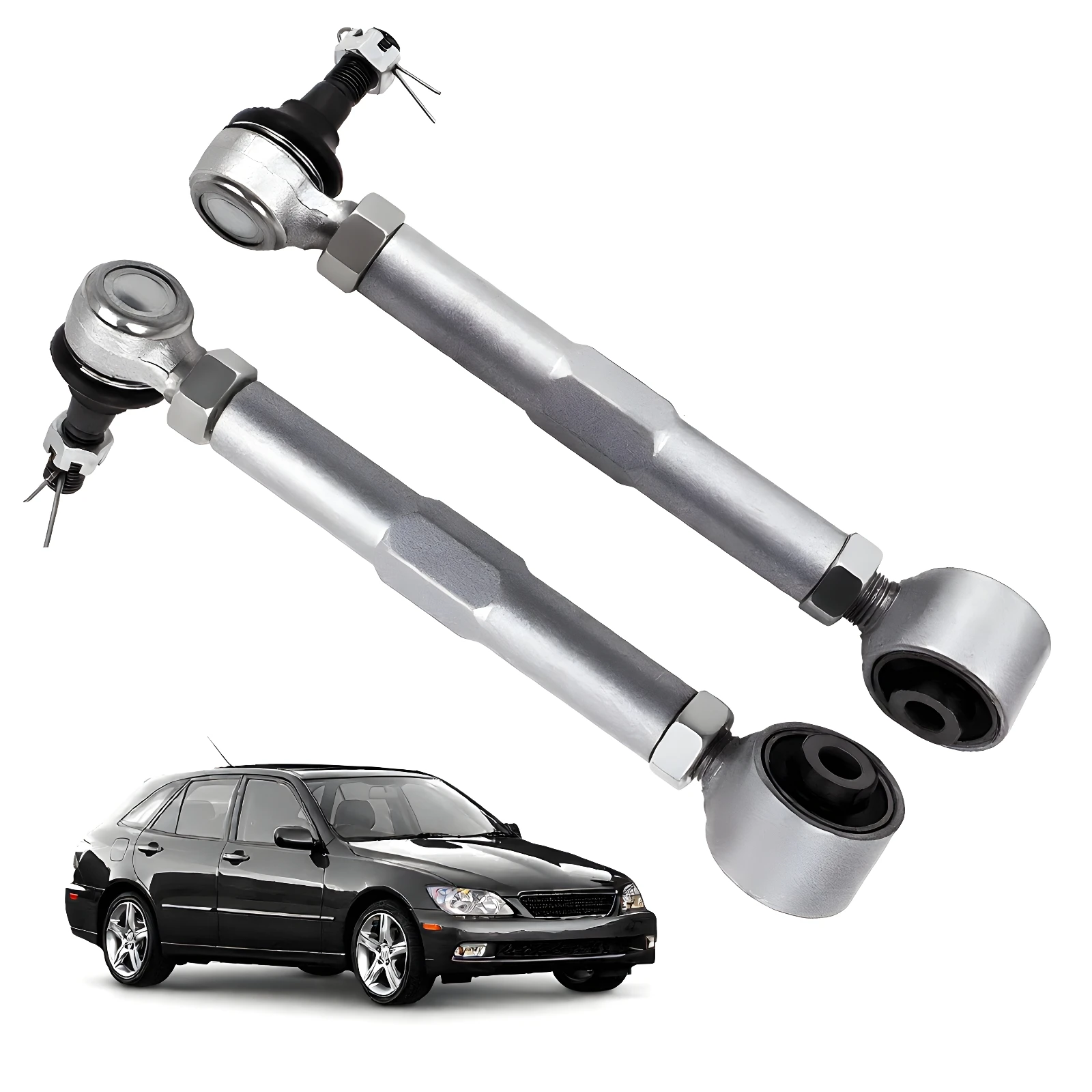 Rear Toe Control Arms Kit Adjustable for Lexus IS300 2001-2005 GS300 1998-2005 Silver Steel New 