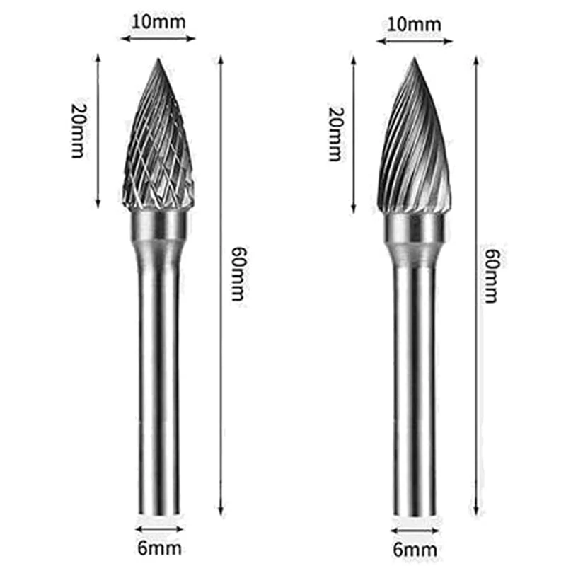 2 Pcs G Type 10Mm Cutting Dia Aluminum Cutting Tungsten Carbide Burr File With 1/4 Shank For Rotary Tool Or Die Grinder