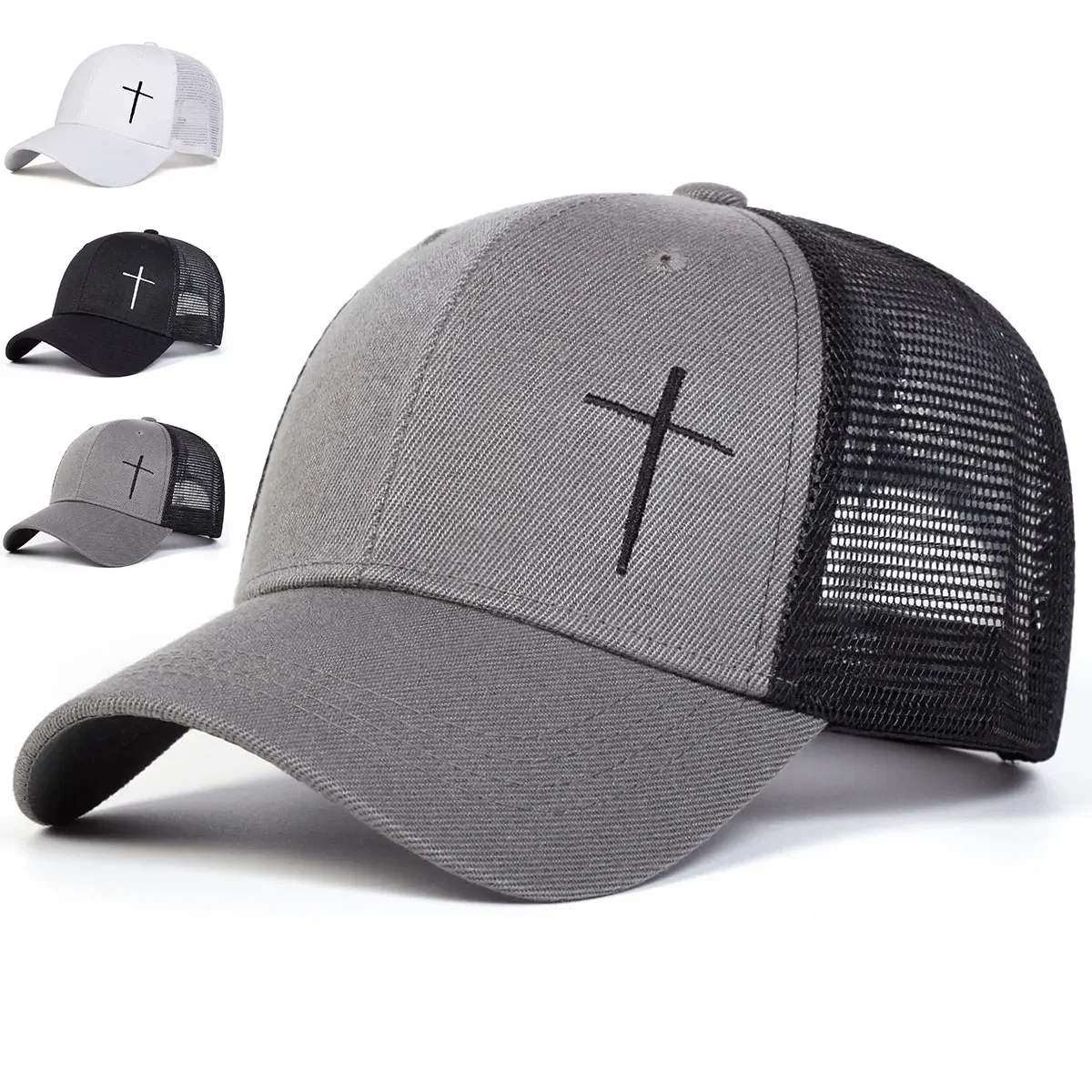 Gorras de béisbol unisex con bordado de cruz, ajustables, informales, para primavera y verano, protección solar para exteriores