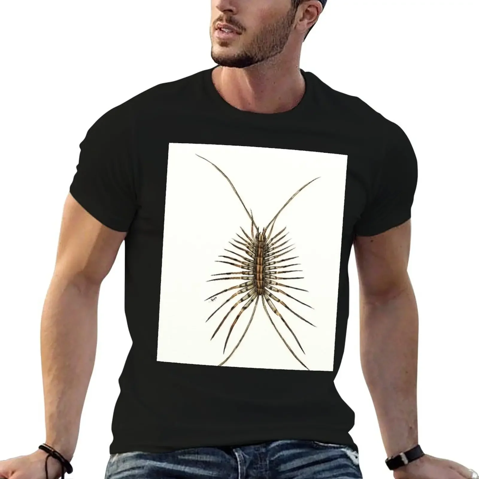 Scutigera coleoptrata (house centipede) T-Shirt customs cotton graphic tees vintage graphic tee mens graphic t-shirts hip hop