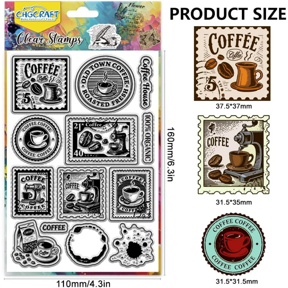 1PC Vintage Coffee Stamps Clear Stamps Coffee Stains Transparent Stamp Clear Stamp Seals for DIY Scrapbooking