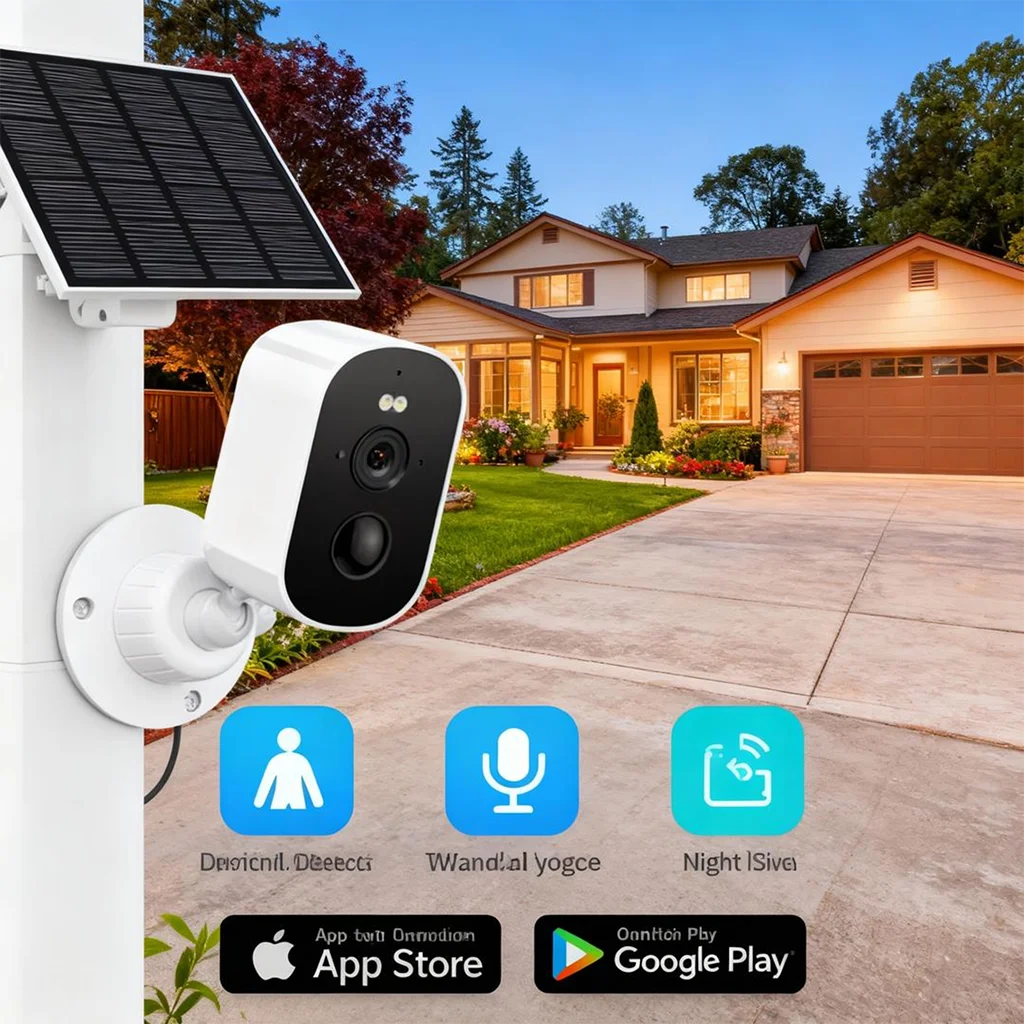 5MP Solar Security Camera Outdoor Wireless WiFi Battery icsee wifi camera Powered Color NightVision Human Detection Surveillance