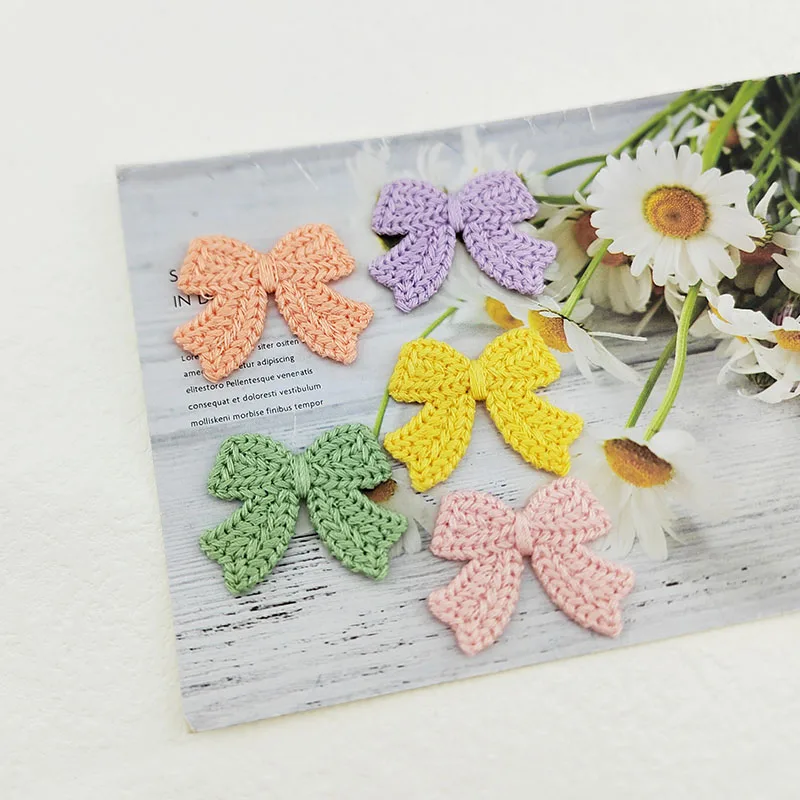 50 Stück 35*25mm Wollschleifen-Applikationen für DIY-Kleidung, Hüte, Schuhe, Nähzubehör, Aufnäher, Kopfbedeckungen, Haarschleifen, Clips, Dekorationszubehör – Detail 8