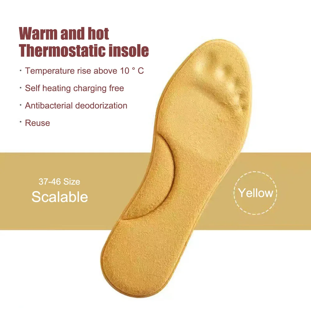 Self-heated Insoles Feet Massage Thermal Thicken Insole Winter Feet Warm Memory Foam Arch Sneaker Boots Sweat-absorbing Shoe Pad